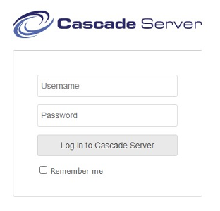 Screen shot of CMS log in screen. It asks for username and password