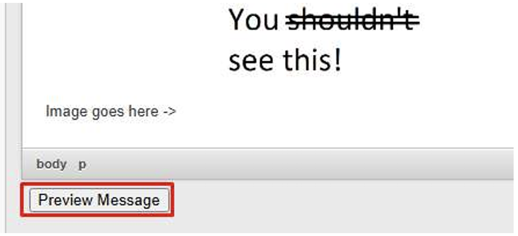 Screen shot of mailmerge preview message button