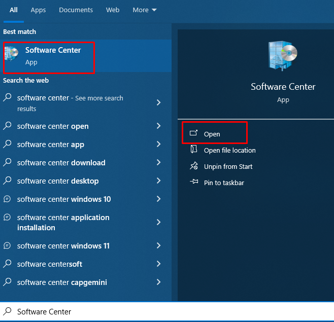 Search Software Center from the navigation menu.