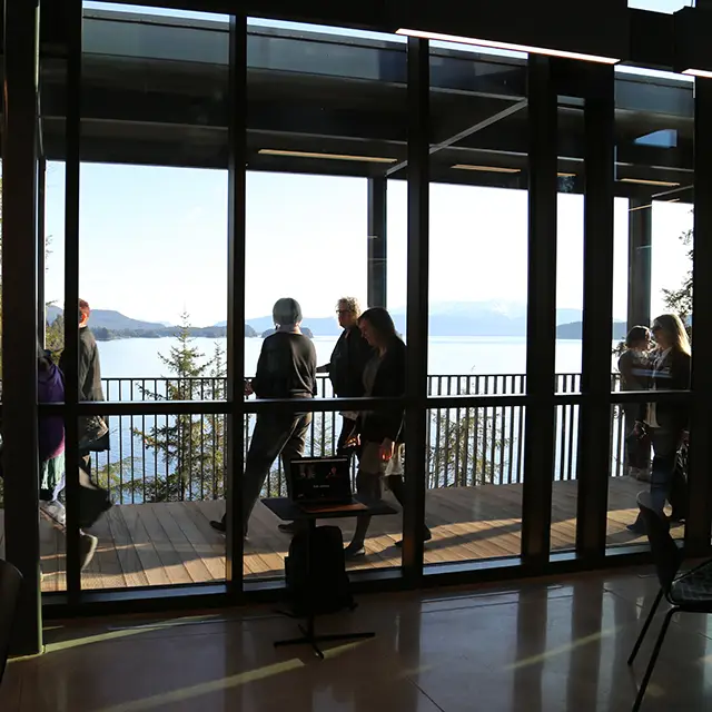 Students walk in new coastal facility.